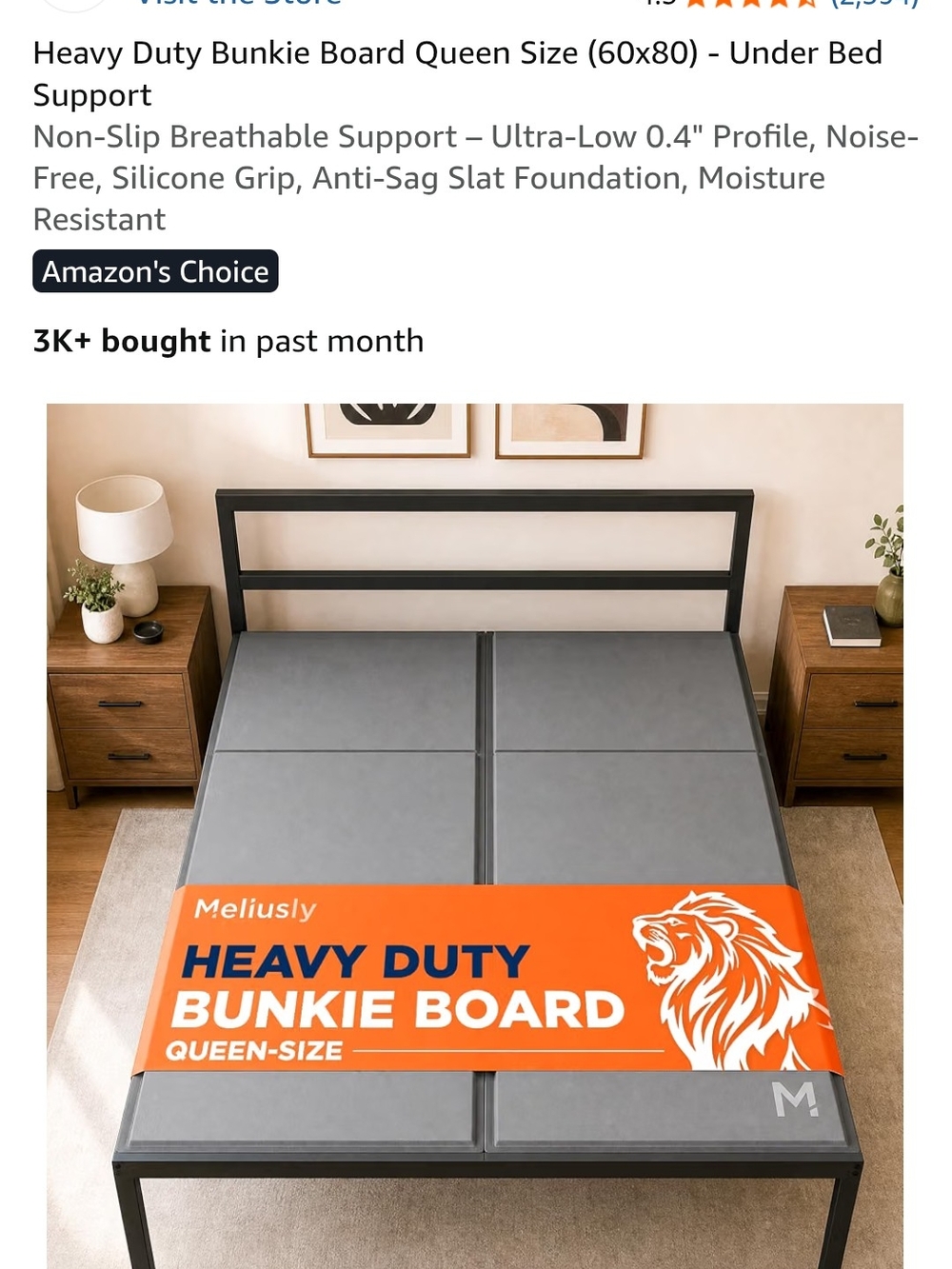 Eliou Heavy Duty Bunkie Board in Gray with Orange Label